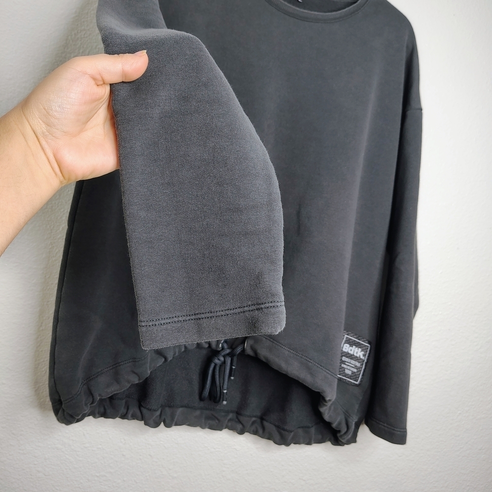 Bdtk Bodytalk Gray Cropped Sweatshirt Drawstring Hem Size M European Brand - Picture 8 of 14